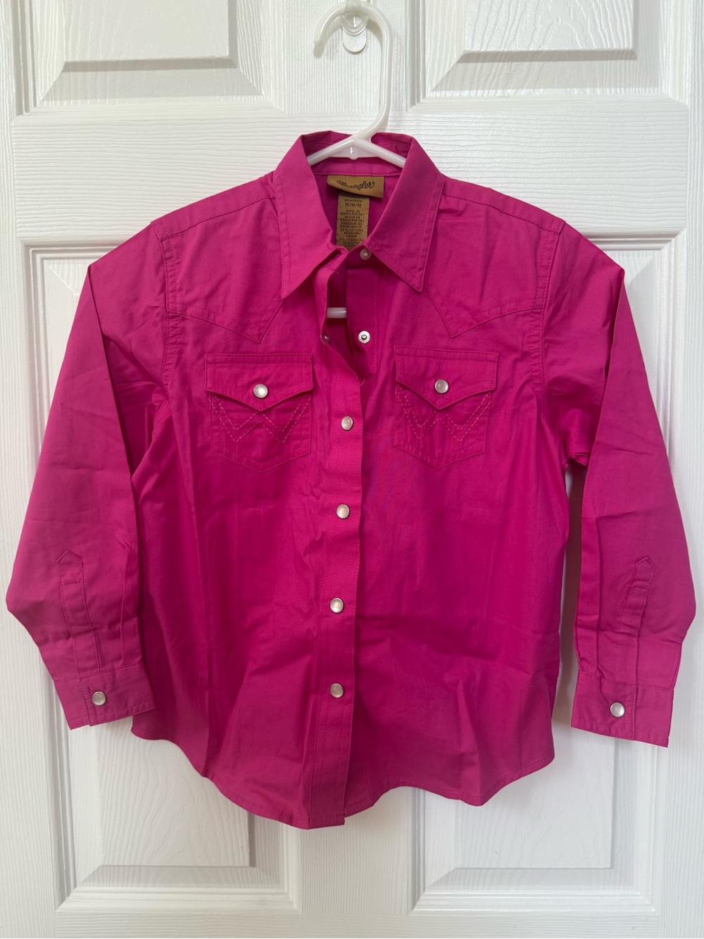 Wrangler Hot Pink Girls' Western Button-Down Shirt - Picture 6 of 8